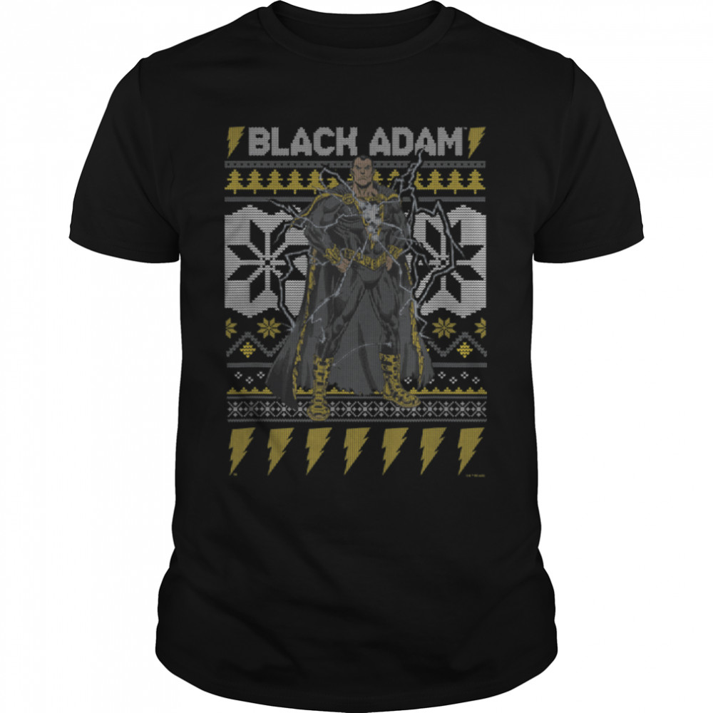 DC Comics Christmas Black Adam Ugly Sweater T-Shirt B0BCDP3QHY