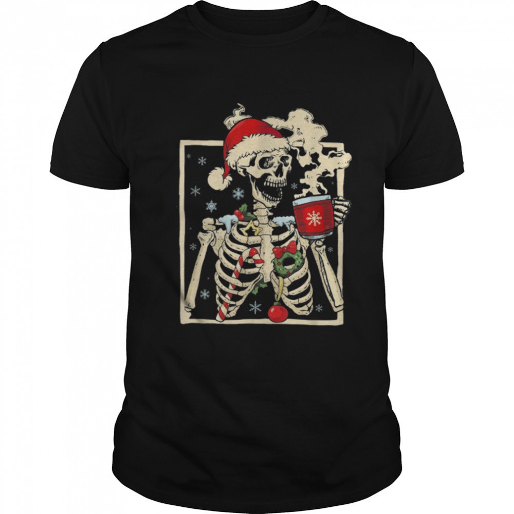 Dead Inside But Caffeinated Skeleton coffee Christmas T-Shirt B0BJ7BNX6T