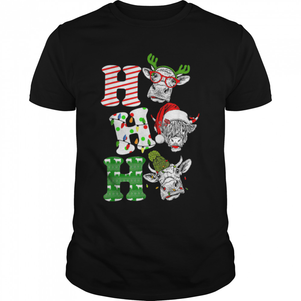 Ho Ho Ho Santa Claus Cow Lovers Christmas T-Shirt B0BJ6XQ6SY