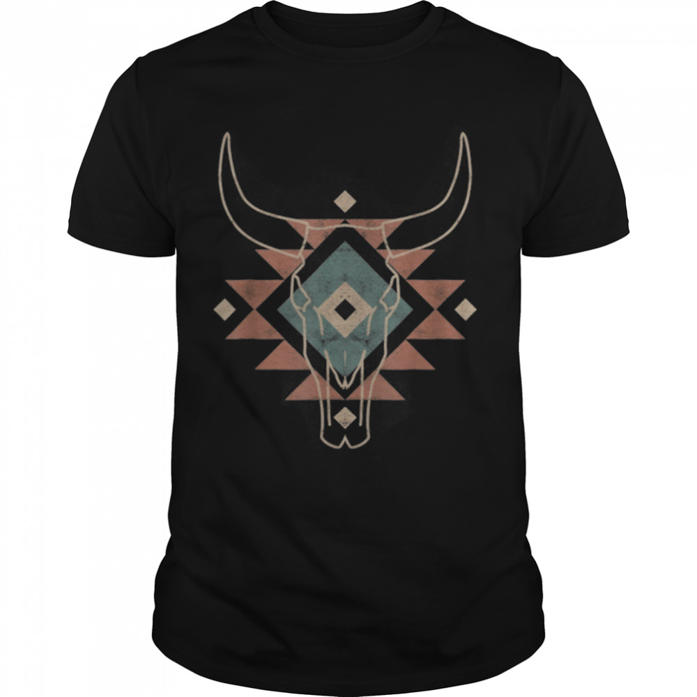 Western Aztec Cow Skull Cowgirl T-Shirt B0BJ6V5BSL