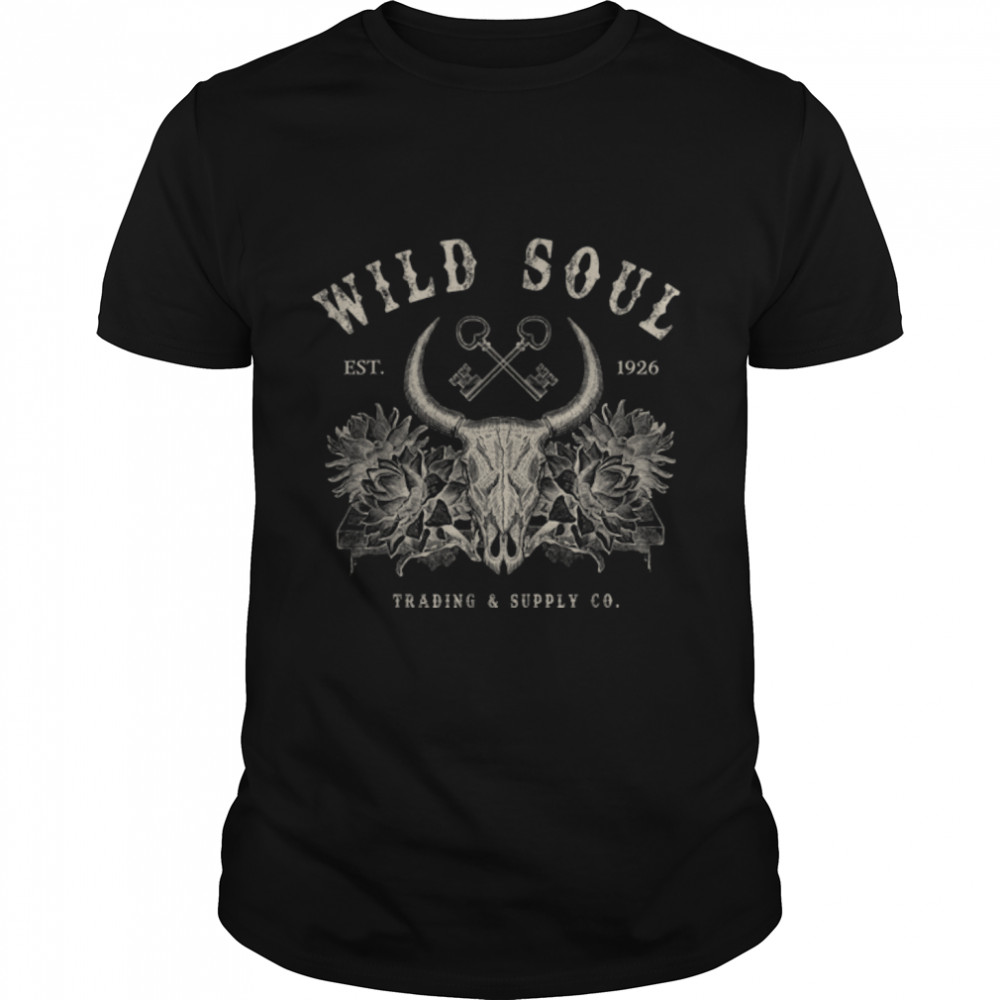 Wild Soul Western Boho Cow Skull Desert T-Shirt B0BJ6SBQ4M