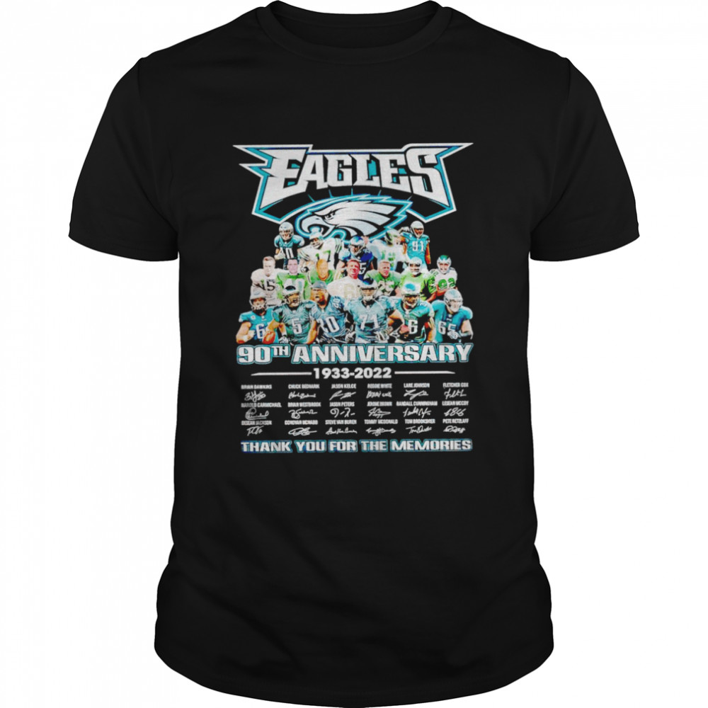 Philadelphia Eagles 90th anniversary 1933 2022 thank you for the memories signatures shirt