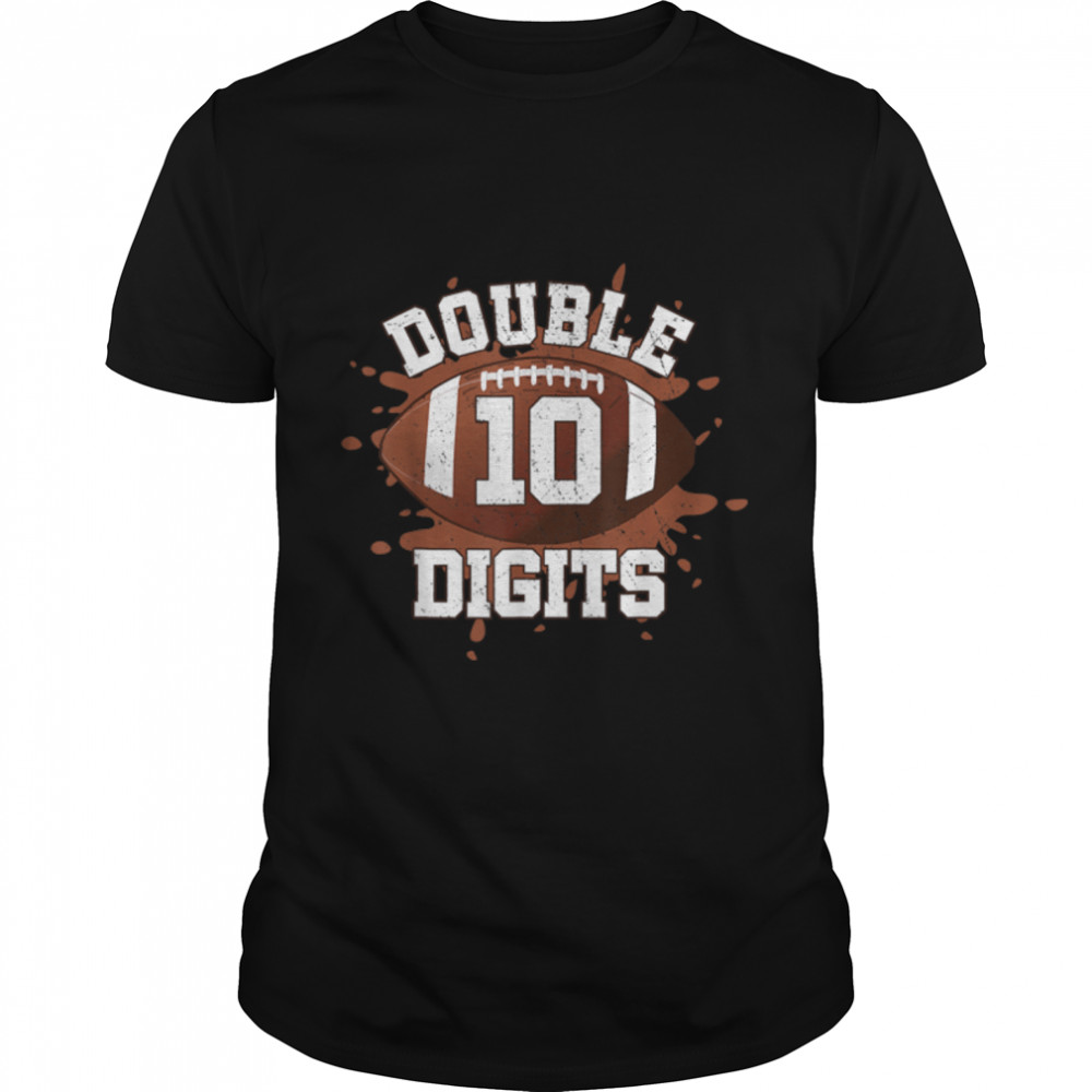 Double Digits Birthday Decorations Boy 10 Football 10th Bday T-Shirt B0BK1XH7JX