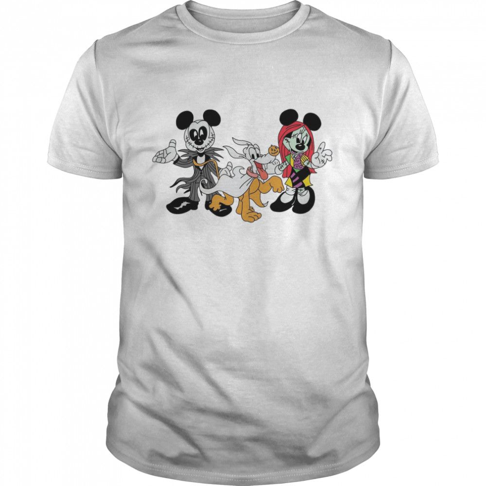 Mickey And Minnie Sally Jack Skellington Couples Halloween shirt