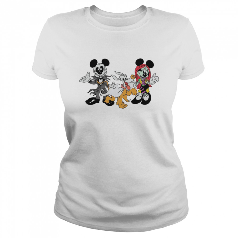 Mickey And Minnie Sally Jack Skellington Couples Halloween shirt Classic Women's T-shirt