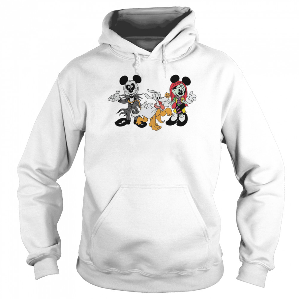 Mickey And Minnie Sally Jack Skellington Couples Halloween shirt Unisex Hoodie
