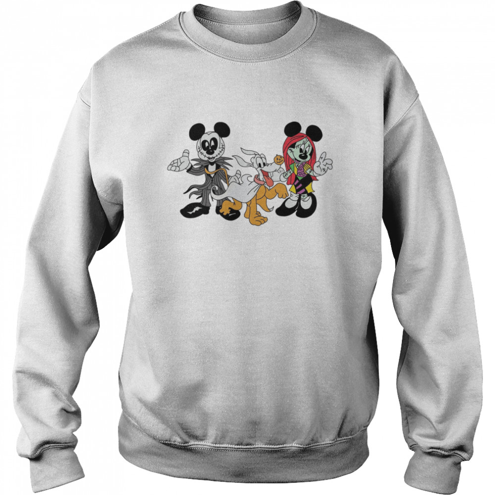 Mickey And Minnie Sally Jack Skellington Couples Halloween shirt Unisex Sweatshirt