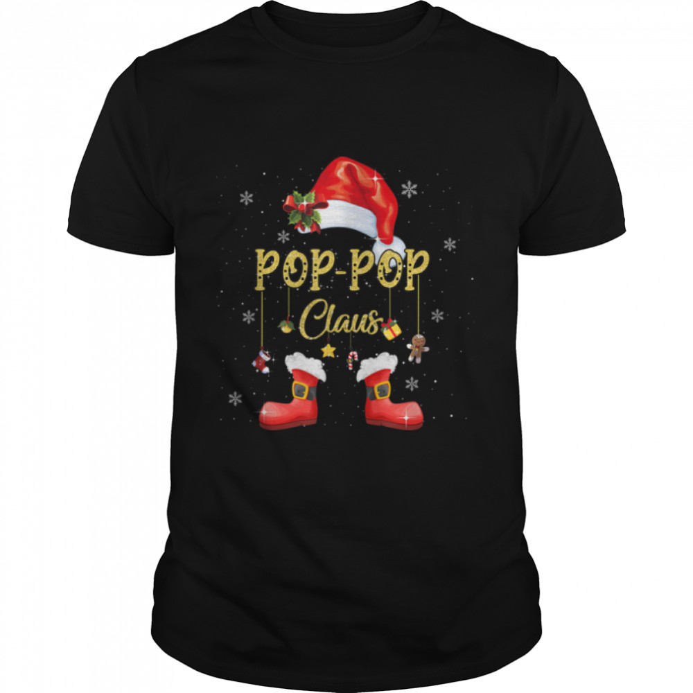 Pop-pop Santa Claus Funny Family Christmas Pajama Holiday T-Shirt B0BK1T3KST