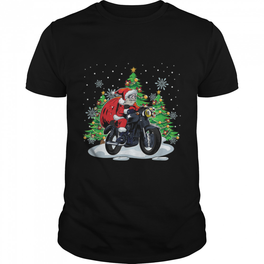 Santa Clause Santa Claus on motorcycle Christmas T-Shirt B0BK1WXC22