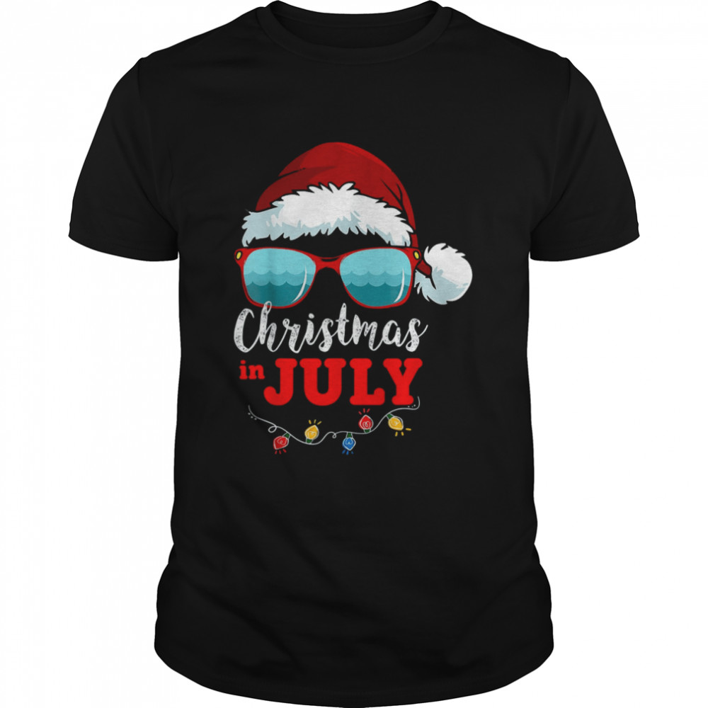 Christmas in July Santa Hat Sunglasses shirt