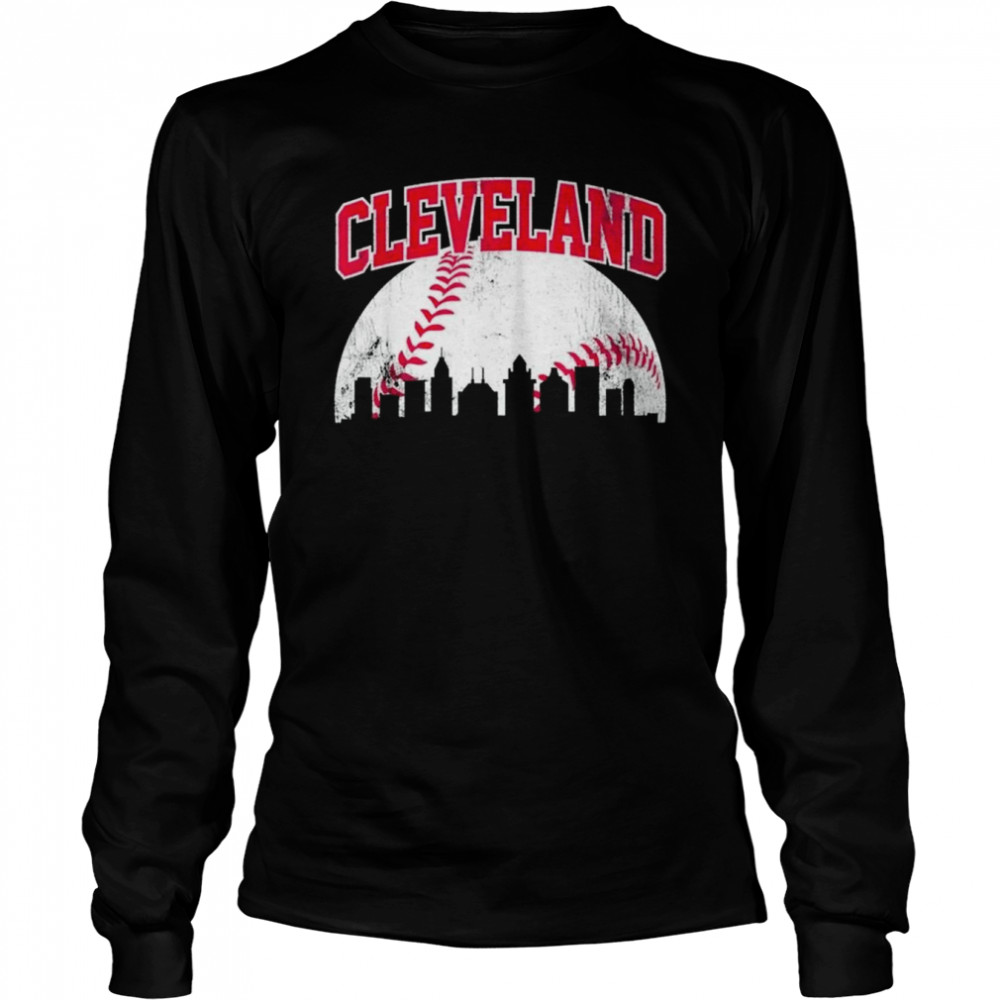 Cleveland Baseball Skyline City Gameday Retro Vintage USA Vintage 2022  Long Sleeved T-shirt