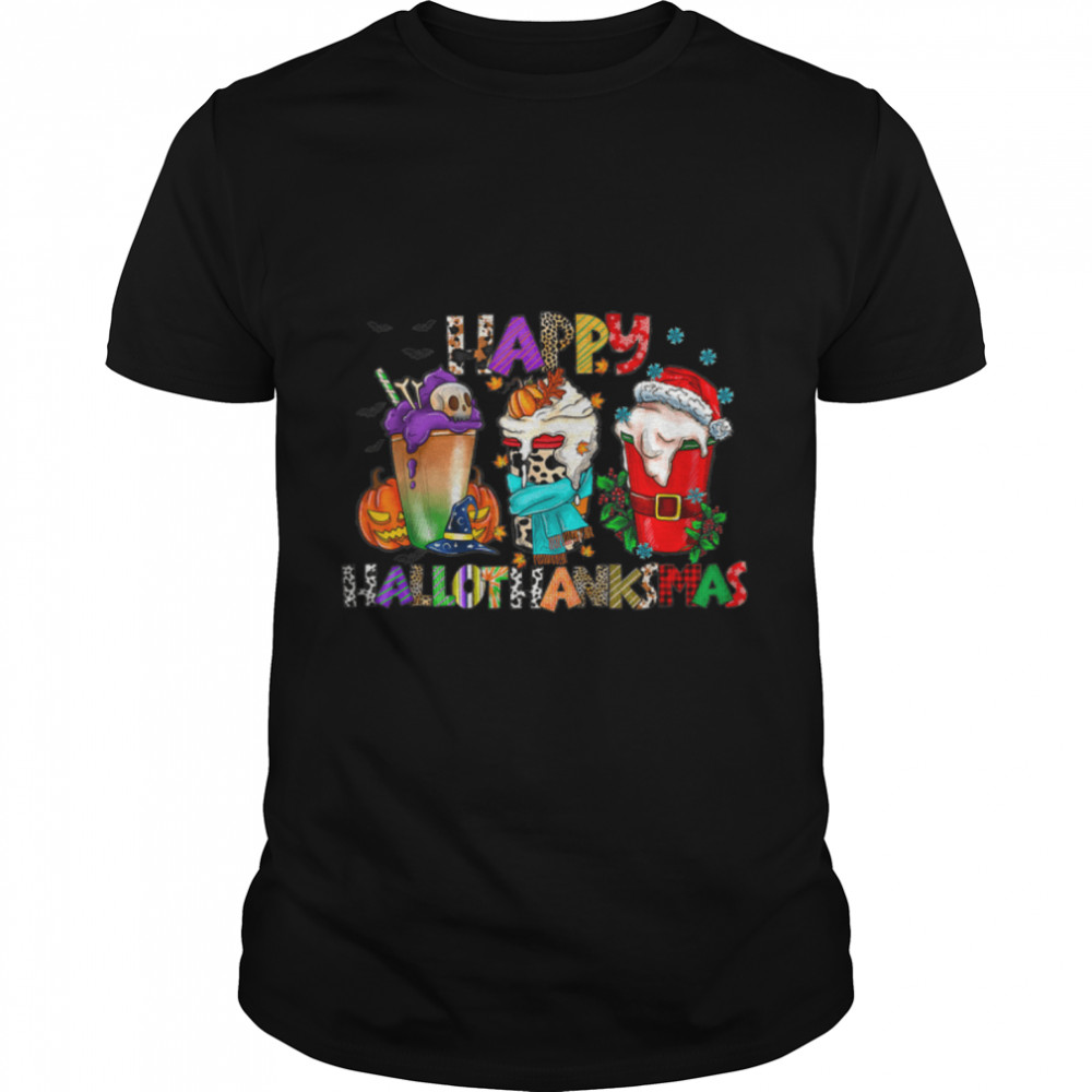 Hallothanksmas Halloween Christmas Thanksgiving Women Men T-Shirt B0BKKHFHNS