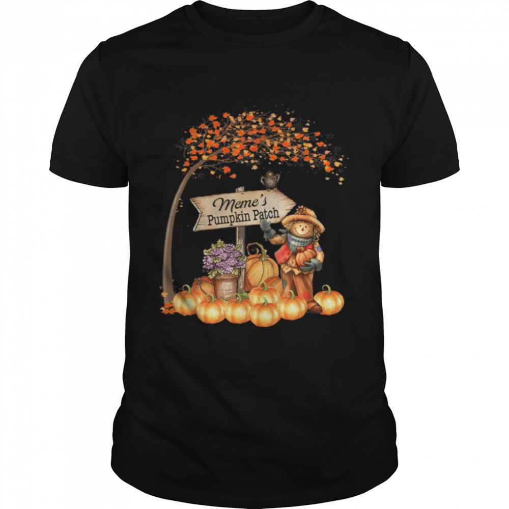 Meme's Pumpkin Patch Fall Halloween Grandma Family T-Shirt B0BKLBGDRR