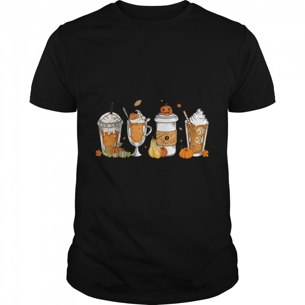 Vintage Fall Coffee Pumpkin Latte Drinks Autumn Thanksgiving T-Shirt B0BKL7RQK5