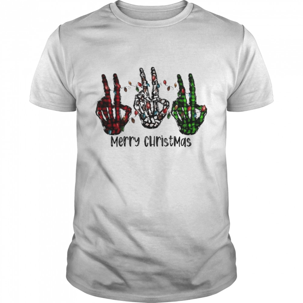 Hand Skeleton Merry Christmas light shirt