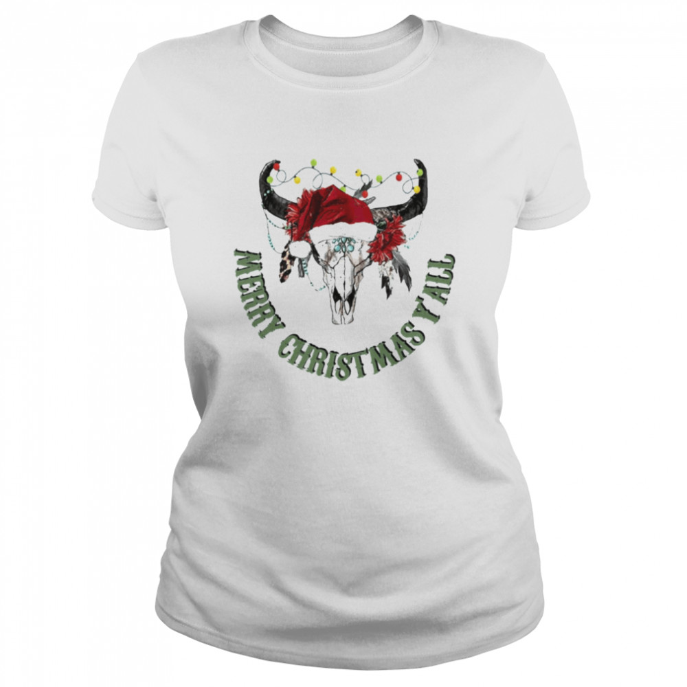 Santa Deer Merry Christmas Y’all Vintage shirt Classic Women's T-shirt
