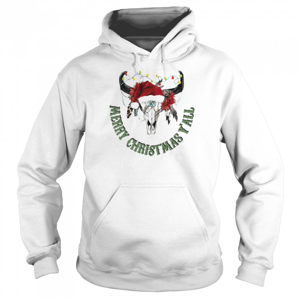 Santa Deer Merry Christmas Y’all Vintage shirt Unisex Hoodie