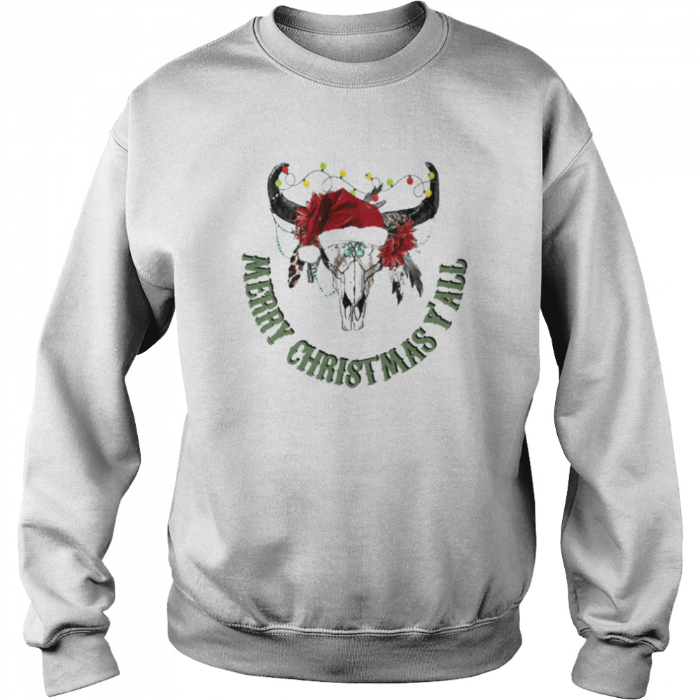 Santa Deer Merry Christmas Y’all Vintage shirt Unisex Sweatshirt