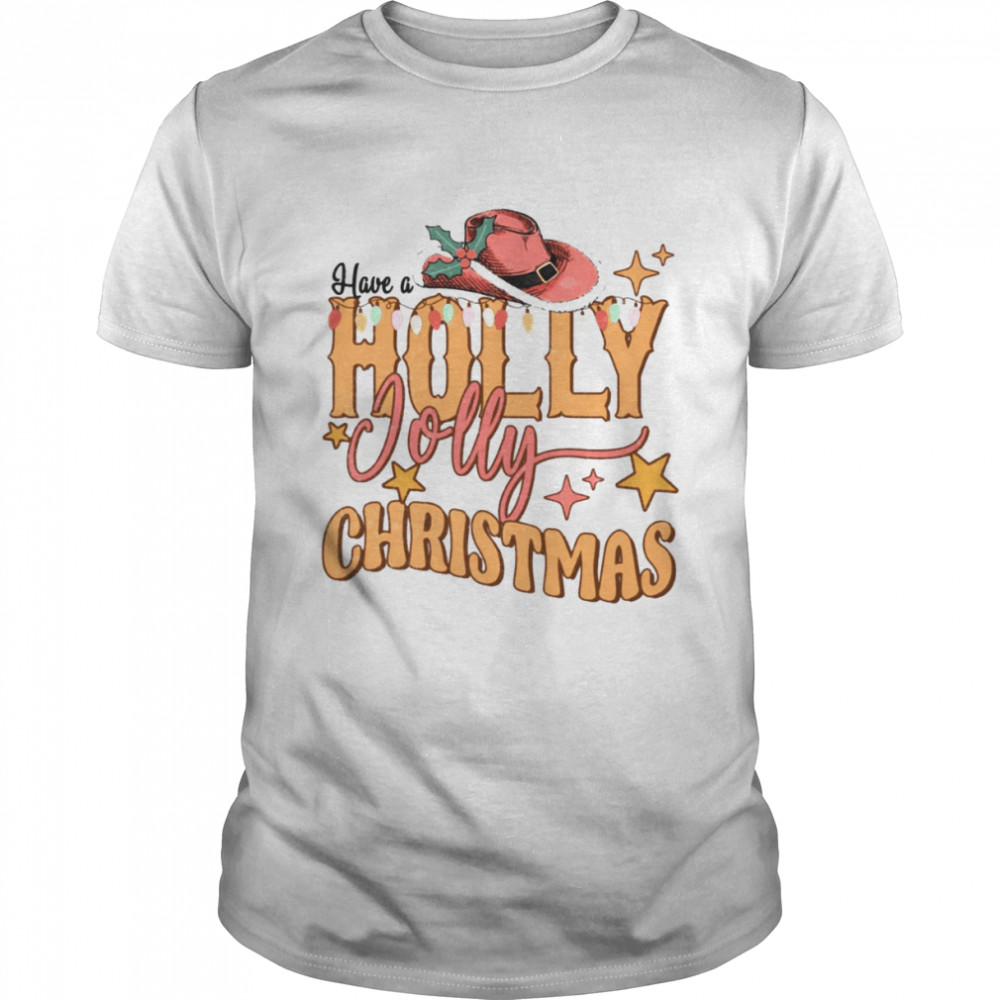 Design Holly Jolly Christmas Retro Western Christmas shirt