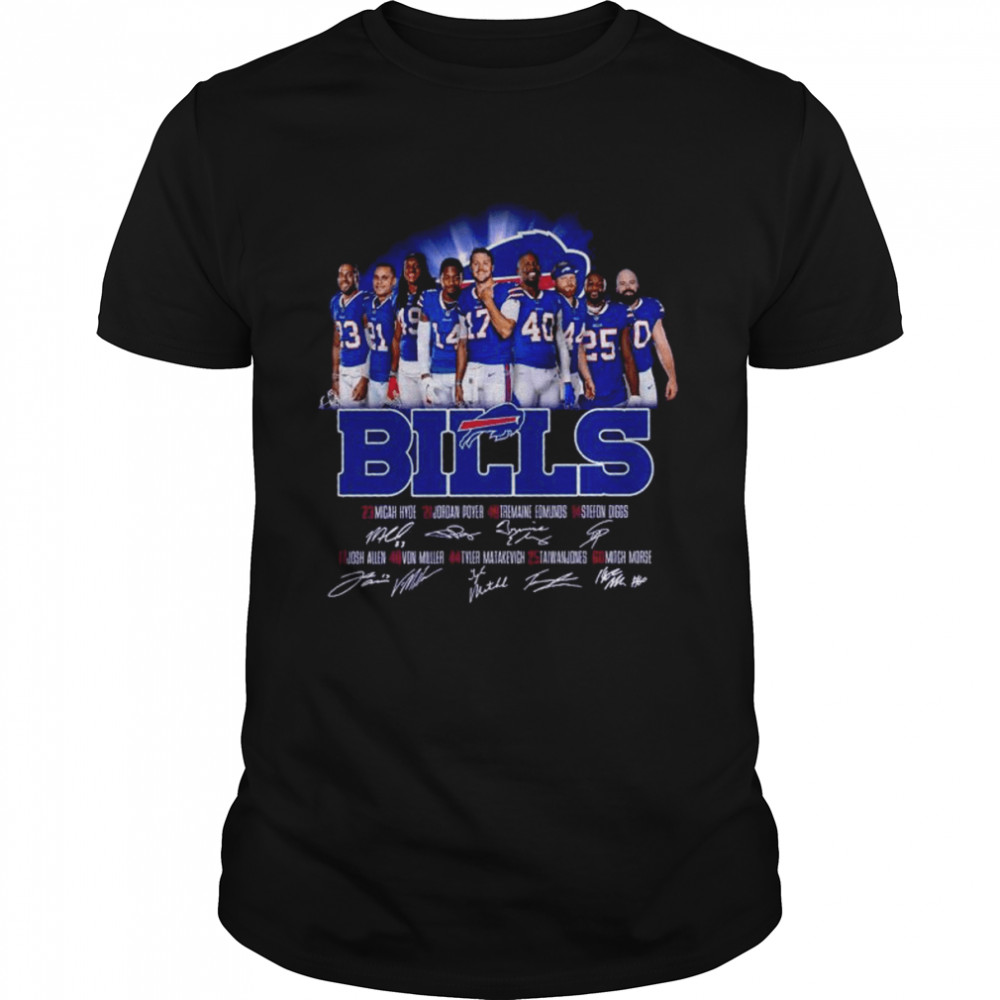Buffalo Bills Micah Hyde, Jordan Poyer and Tremaine Edmunds Captains signatures shirt