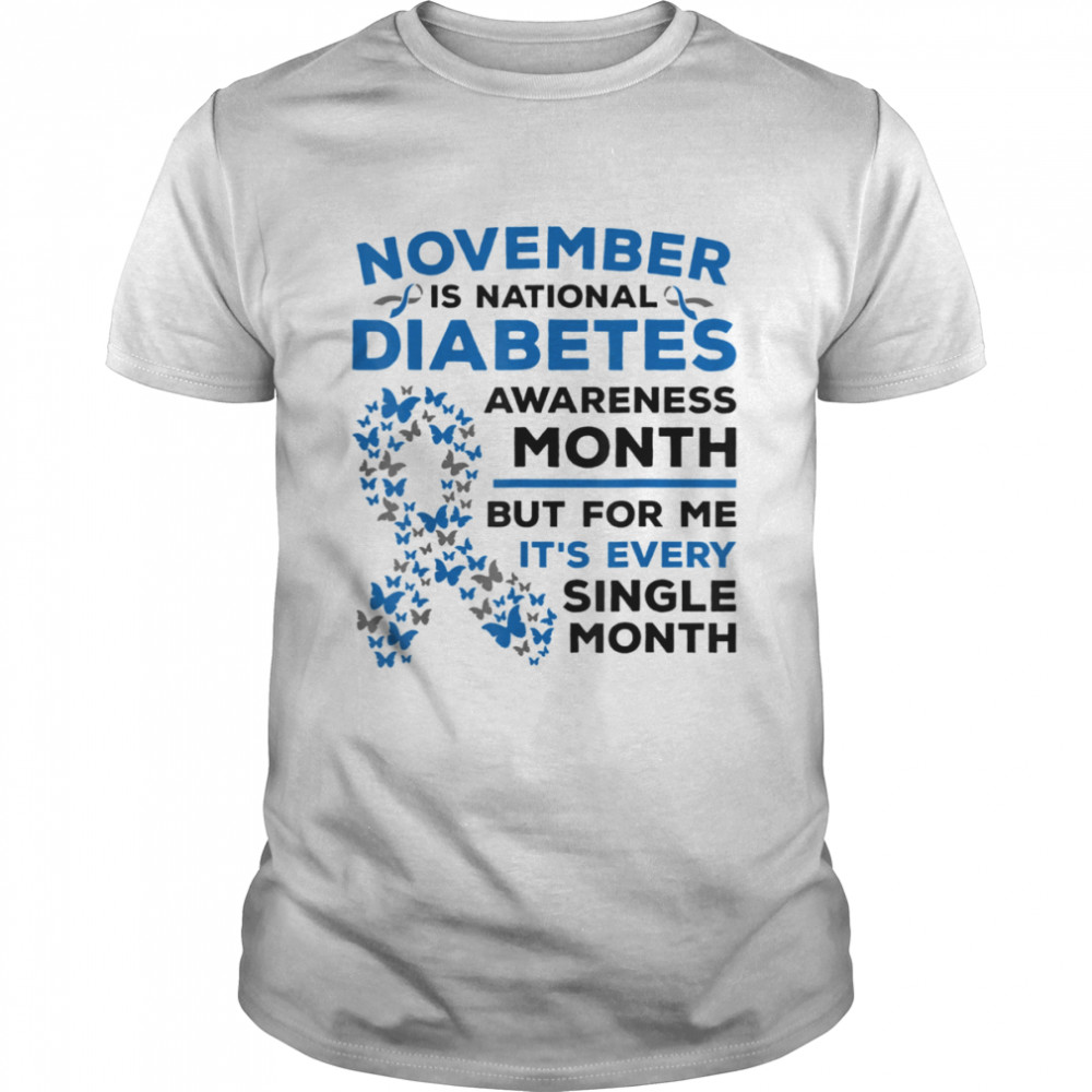 November Is Diabetes Awareness Month Diabetic Blue Ribbon T-Shirt