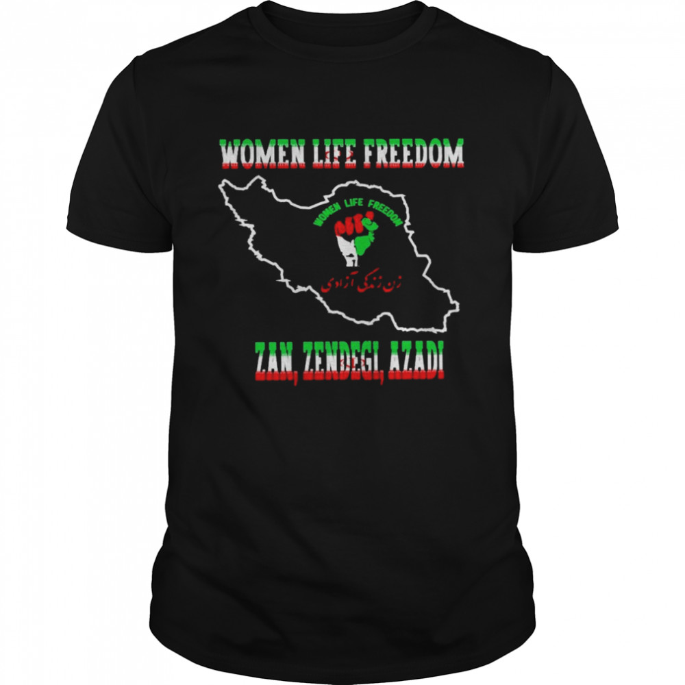 Zan zendegI azadI women life freedom Iran flag T-shirt