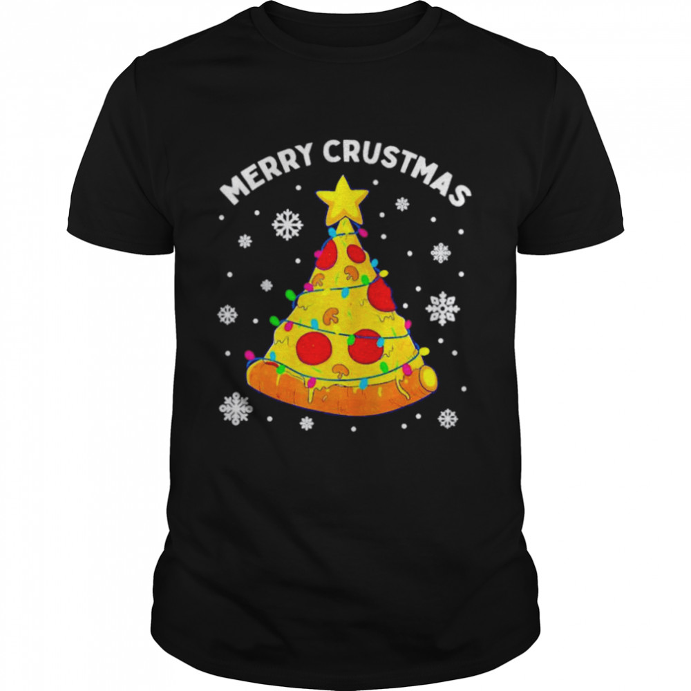 Merry Crustmas Christmas tree Xmas light pizza shirt