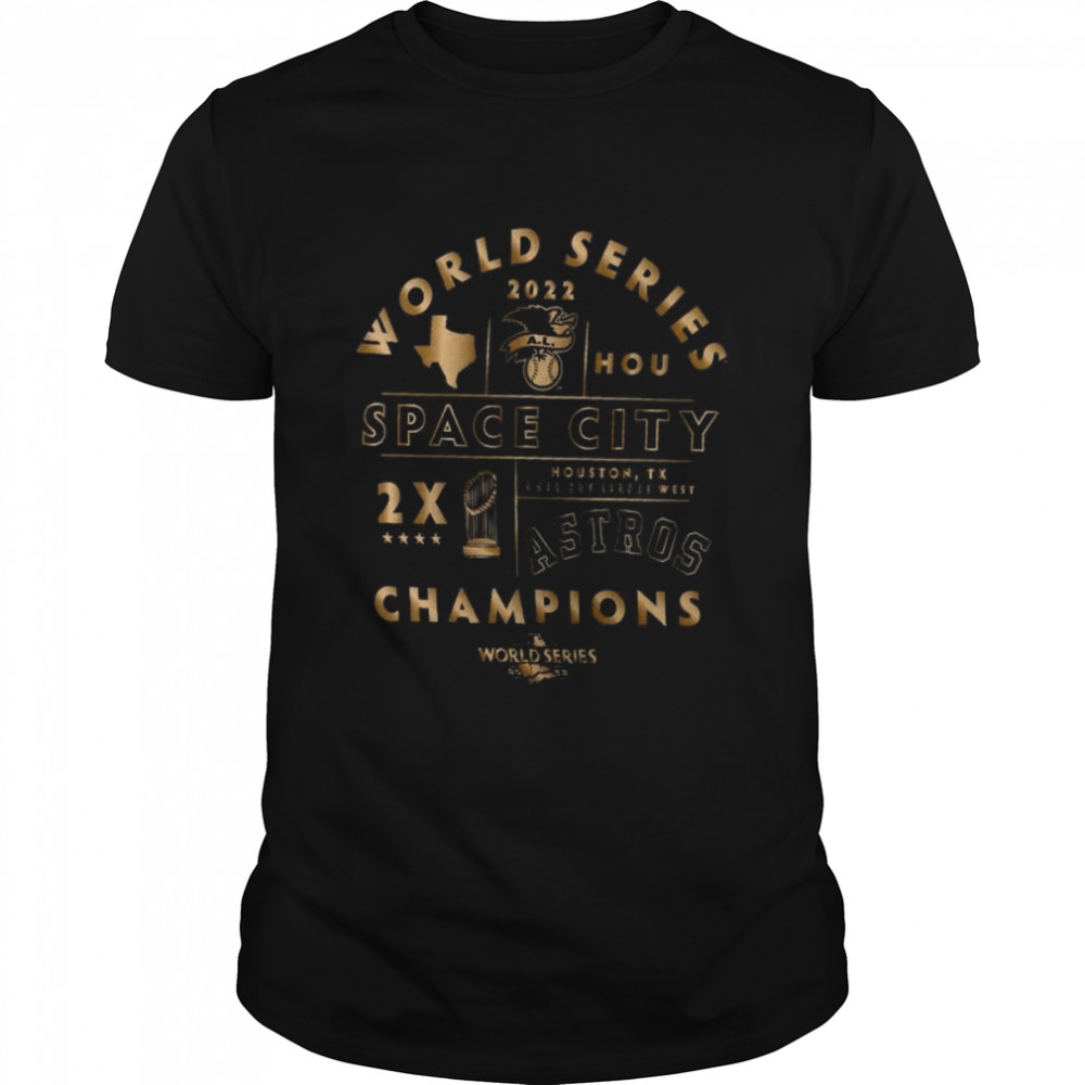 MLB 2x 2022 World Series Champions Houston Astros Gold Space city T-Shirt