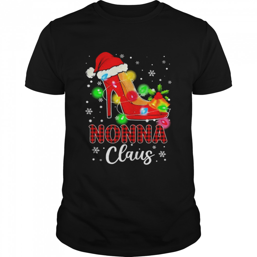 Santa High-heeled Nonna Claus Merry Christmas light shirt