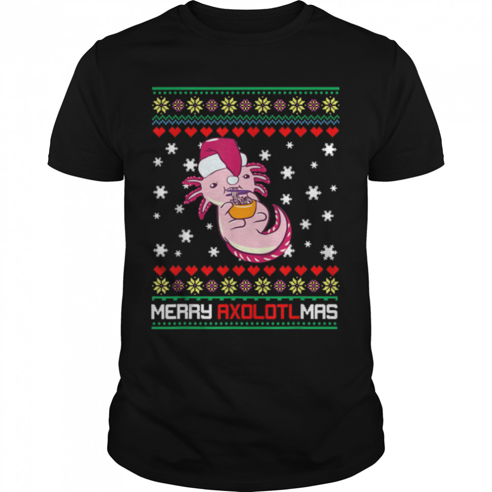 Christmas Kawaii Axolotl Merry Axolotlmas Funny Ugly Xmas T-Shirt B0BM7VFHCX