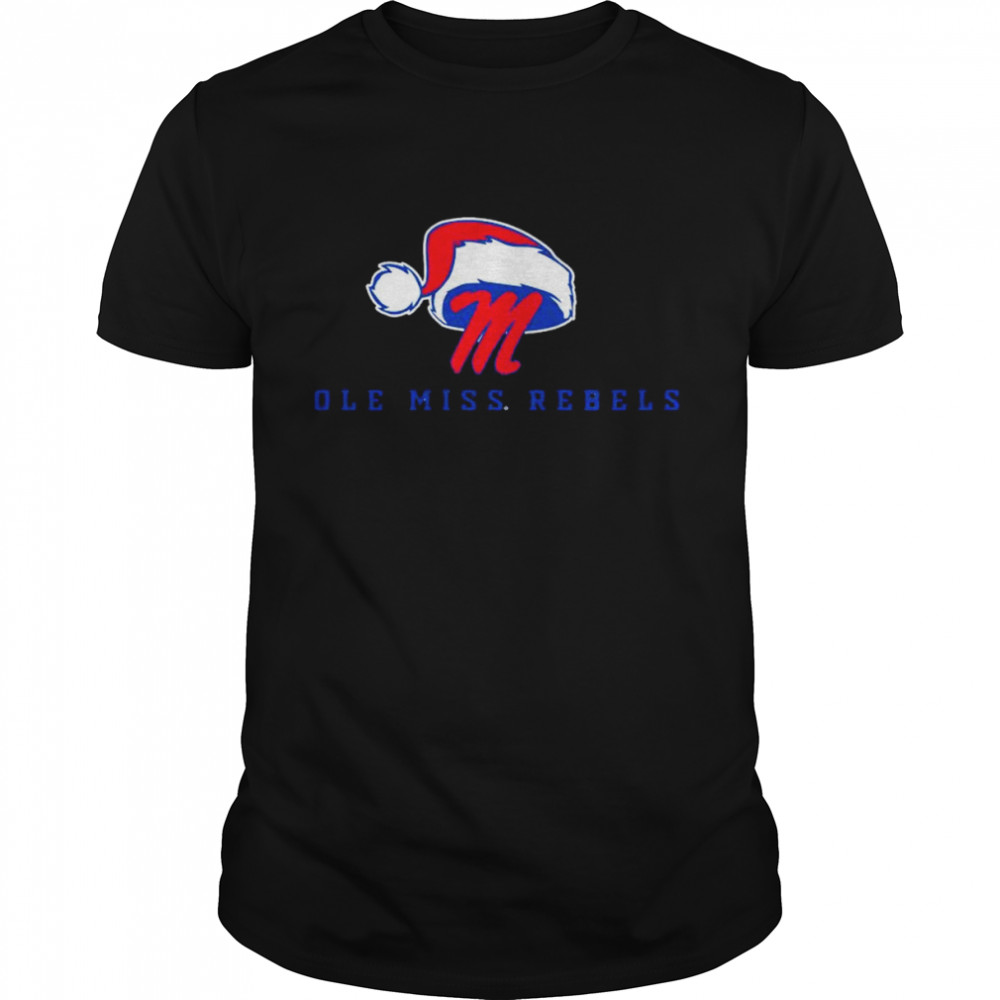 ole Miss Rebels logo with Santa hat shirt