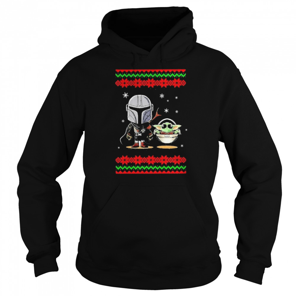 Santa baby star war and baby Yoda 2022 ugly Christmas sweater Unisex Hoodie