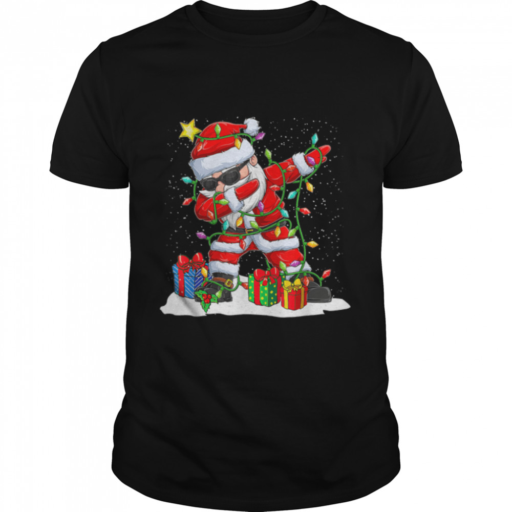Santa Dabbing Christmas T Shirt Tree Light Xmas Claus Gifts T-Shirt B0BM7N5NLG