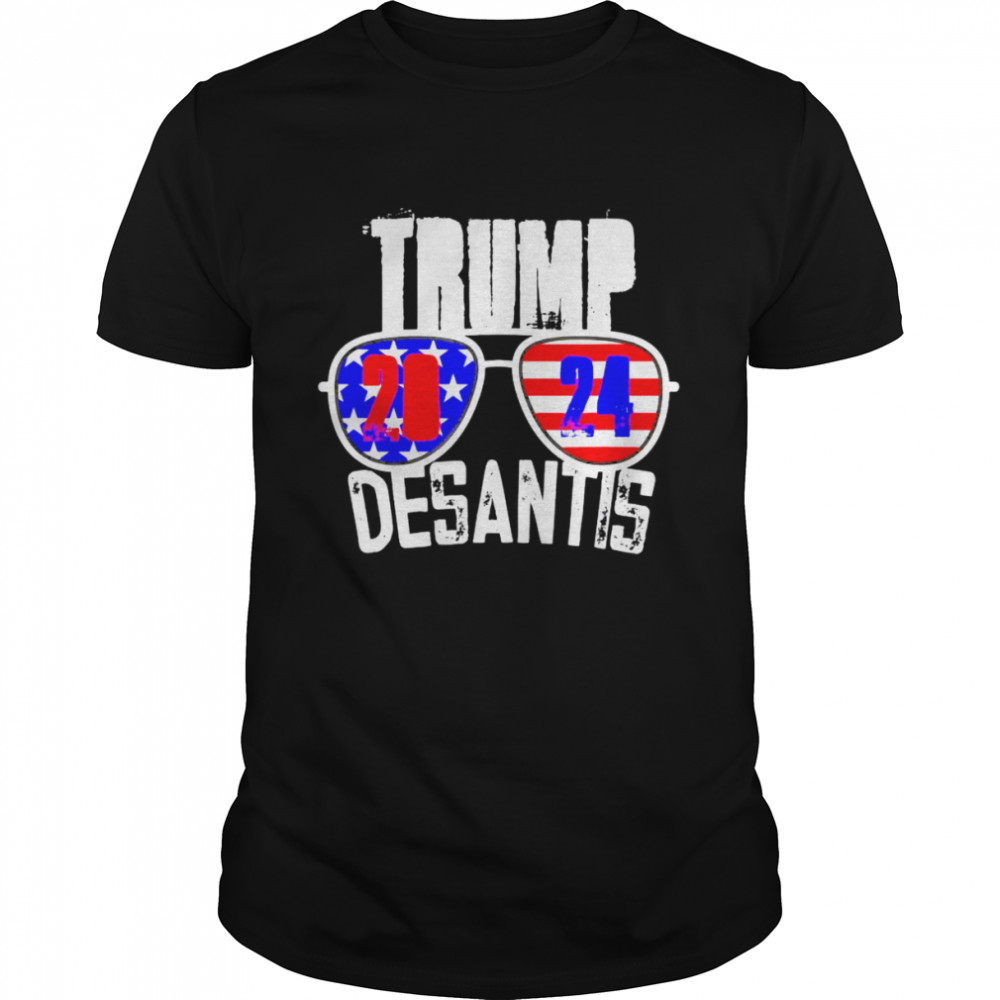 Trump Desantis 2024 Cool Sunglasses American Flag shirt