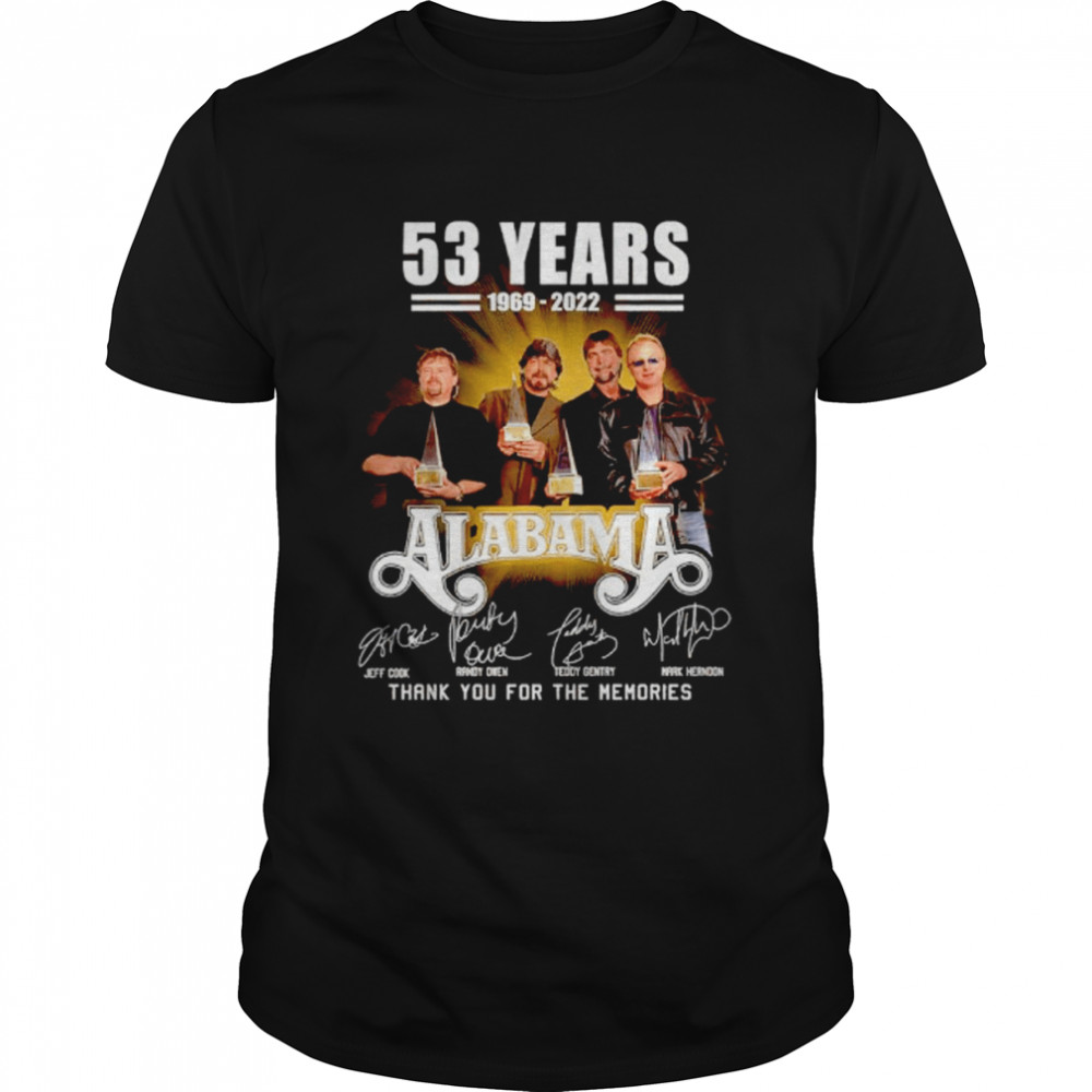 53 Years 1969 2022 Alabama Signatures Thank You For The Memories T-Shirt