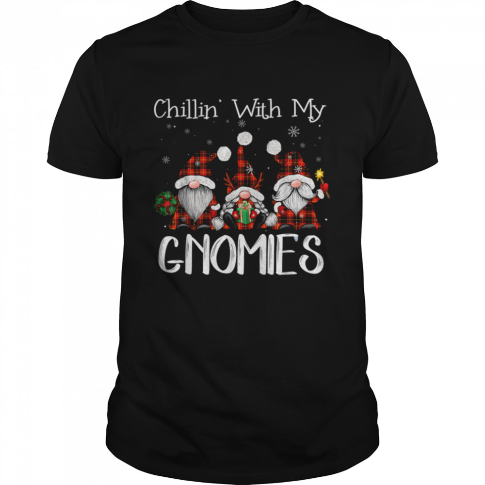 Chillin With My Gnomies Buffalo Red Plaid Christmas Gnome Shirt