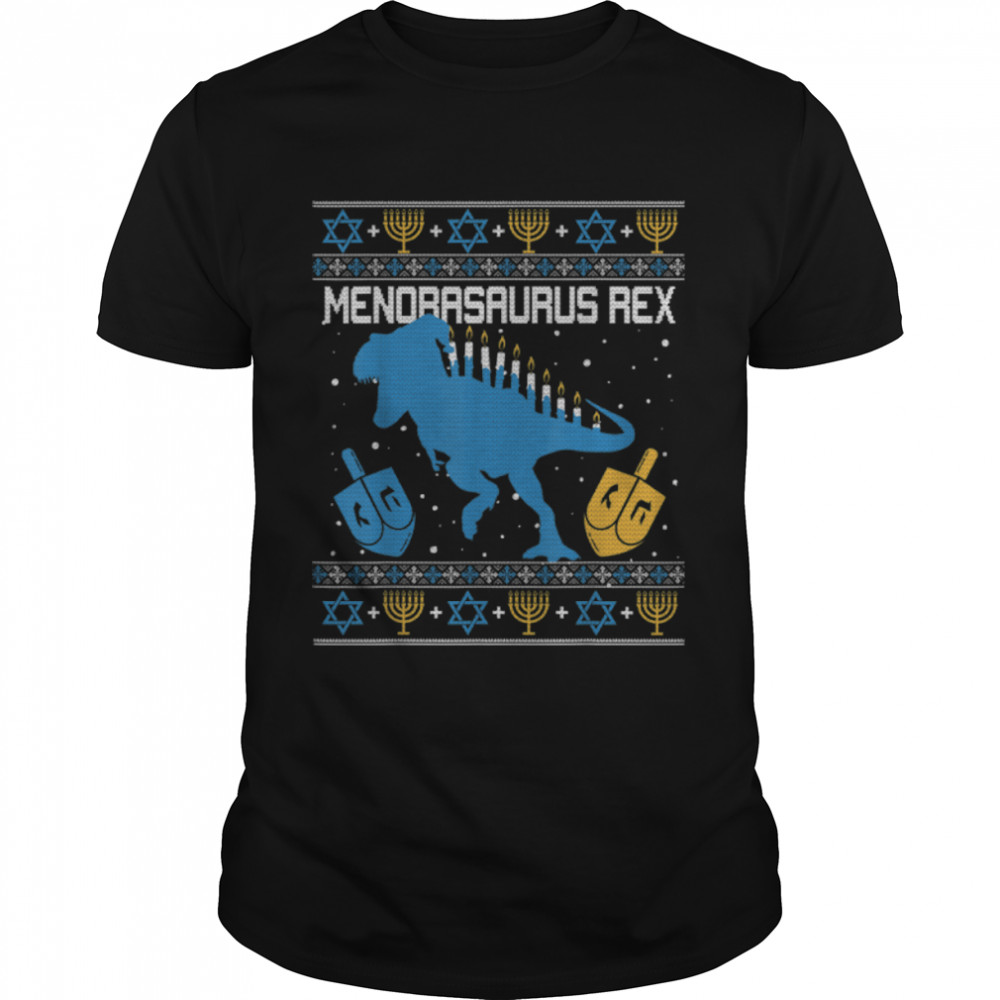 Menorasaurus Rex Funny T Rex Dinosaur Hanukkah Gifts for Boy T-Shirt B0BMLBGN51