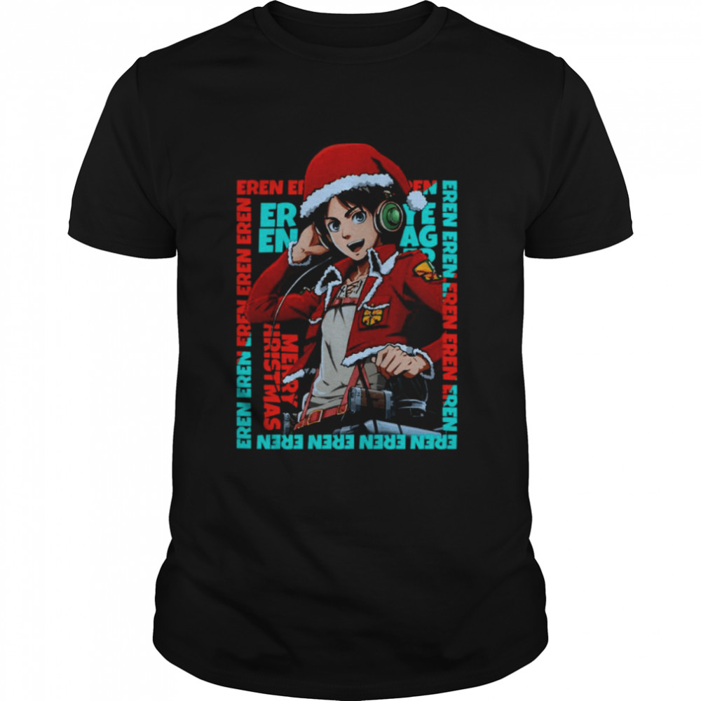 Santa Hat Eren Yeager Attack On Titan Christmas shirt