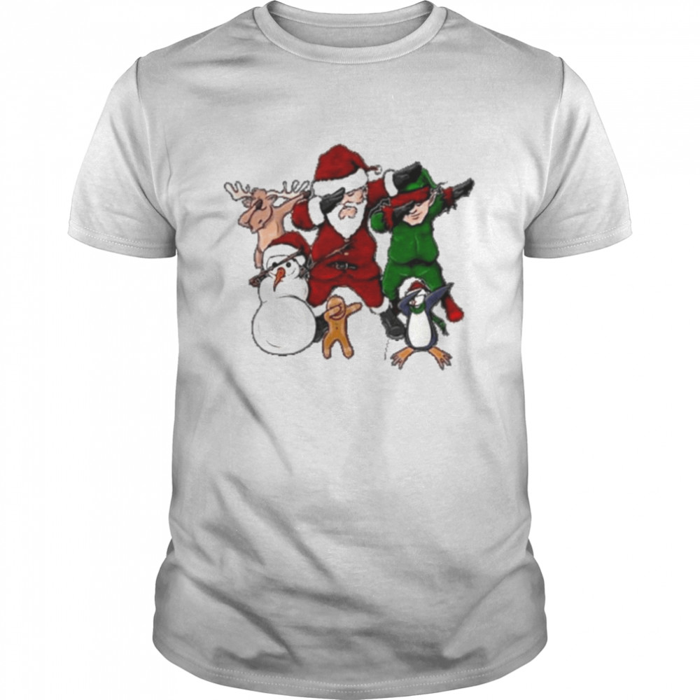 christmas dabbing Santa Elf and Xmas friends shirt