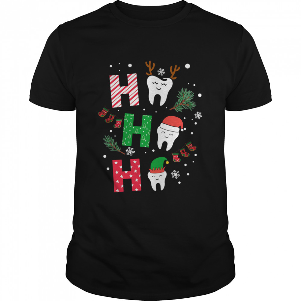 Dental Ho Ho Ho Reindeer Santa Elf Merry Christmas shirt