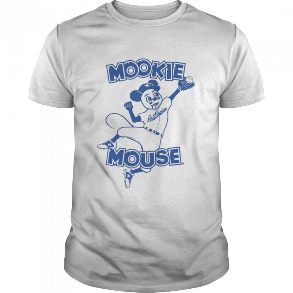 Mookie Mouse Fly Catch Baseball Blue Dodgers Baseball shirt
