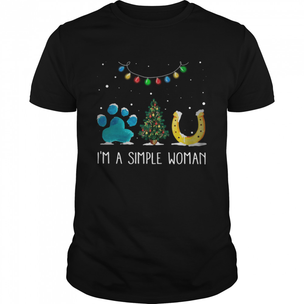 I’m A Simple Woman Paw Dog Tree Christmas Horseshoe Shirt