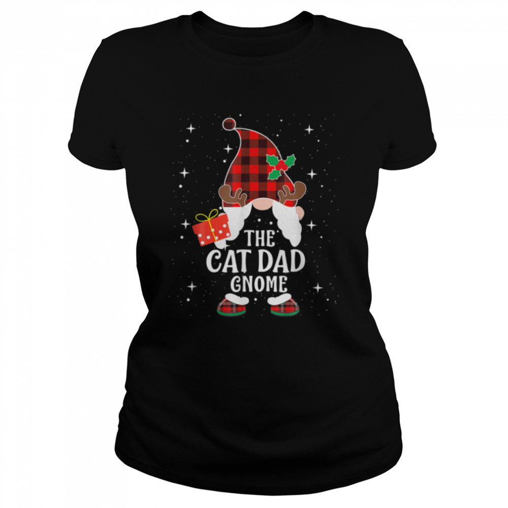 Cat Dad Gnome Buffalo Plaid Matching Family Christmas Pajama T- B0BGC34GGY Classic Women's T-shirt