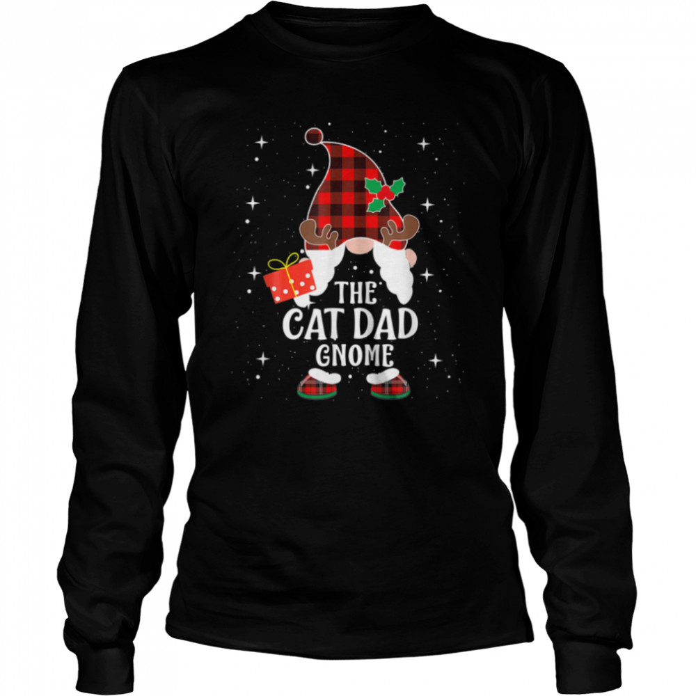 Cat Dad Gnome Buffalo Plaid Matching Family Christmas Pajama T- B0BGC34GGY Long Sleeved T-shirt