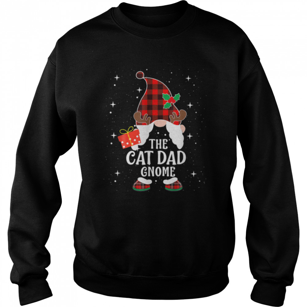 Cat Dad Gnome Buffalo Plaid Matching Family Christmas Pajama T- B0BGC34GGY Unisex Sweatshirt