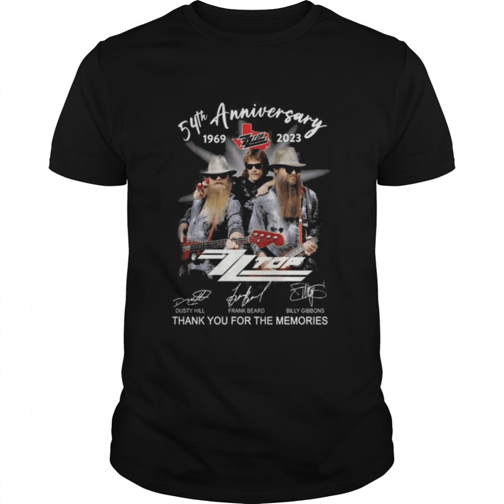 ZZ Top 54th anniversary 1969-2023 thank you for the memories signatures shirt