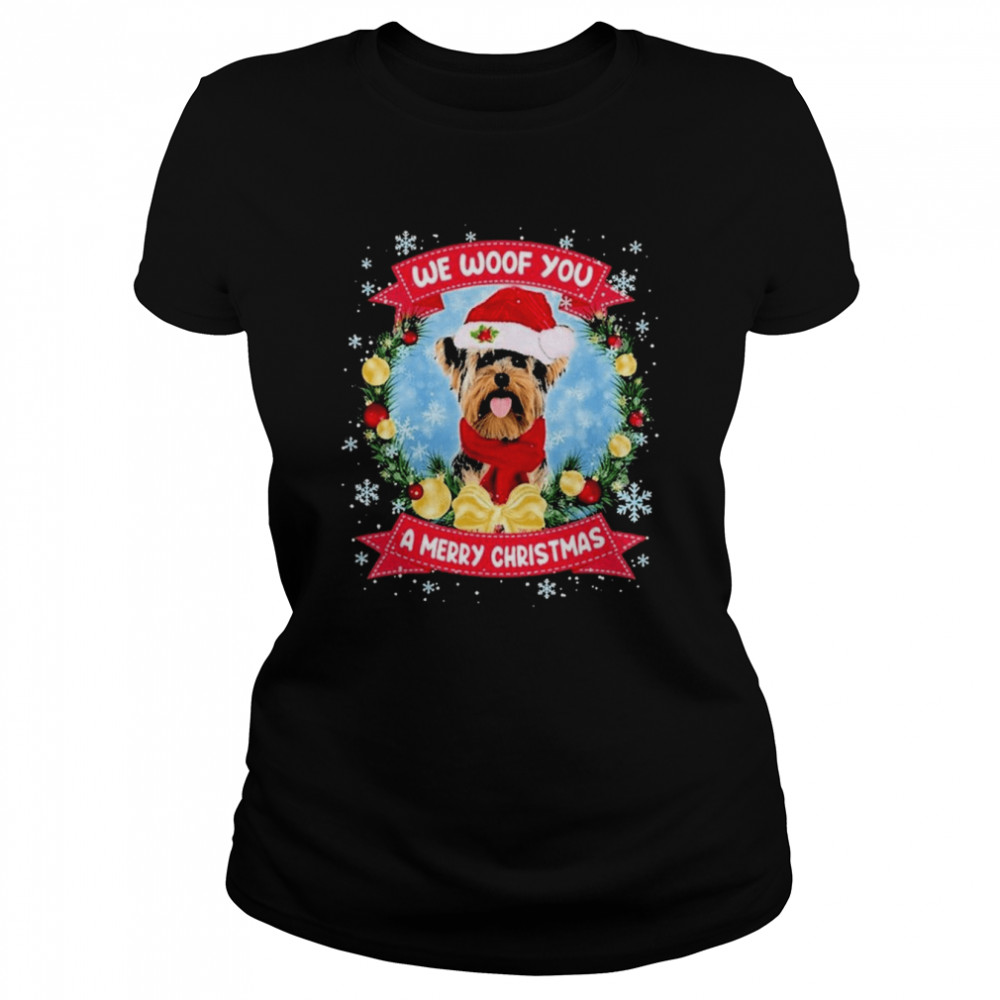 Merry Woofmas Yorkshire Terrier Dog Christmas  Classic Women's T-shirt