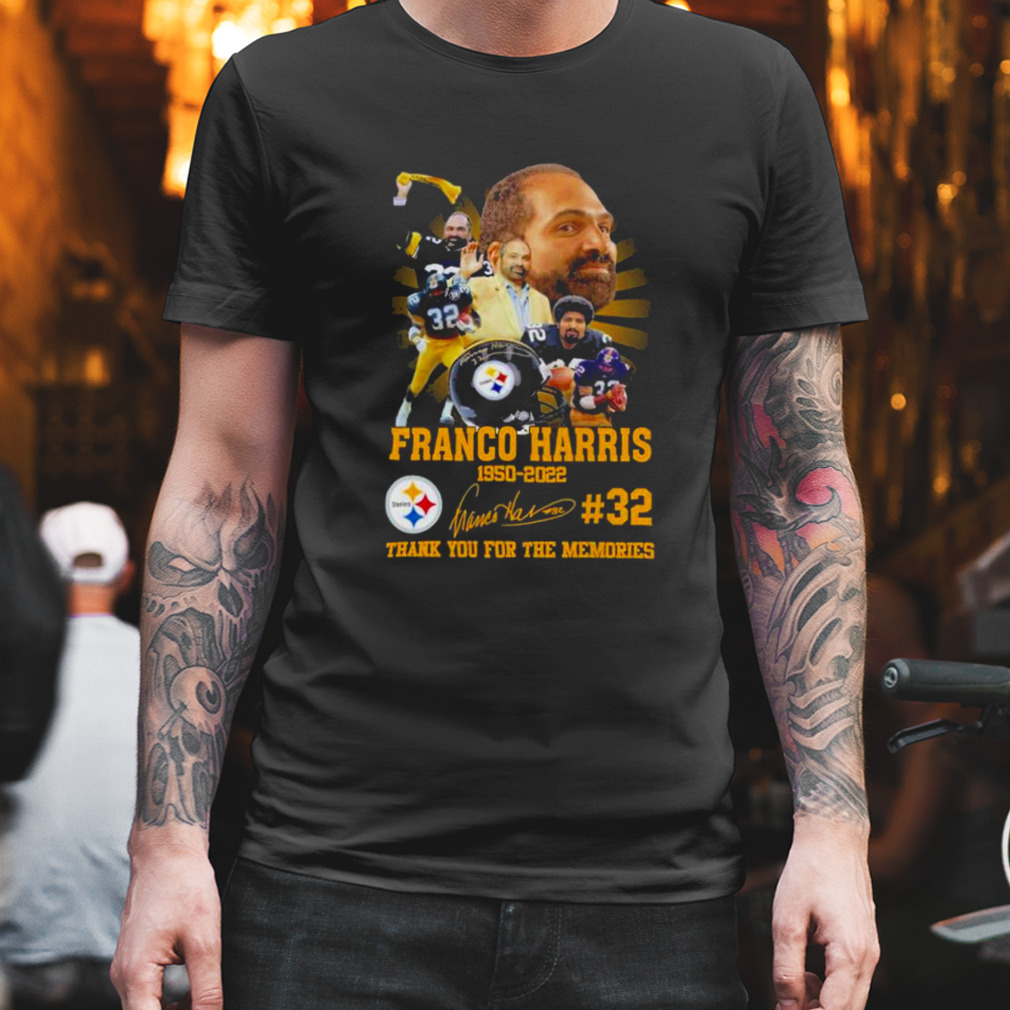 Franco Harris #32 Steelers 1950 2022 thank you for the memories signature shirt
