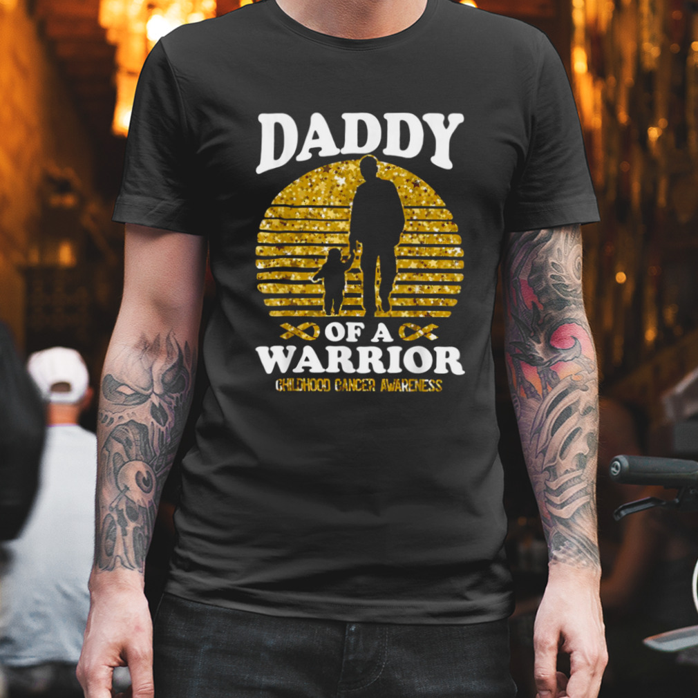 Cancer Awareness Mens Daddy Of A Warrior Childhood Ribbon Warrior T-Shirt