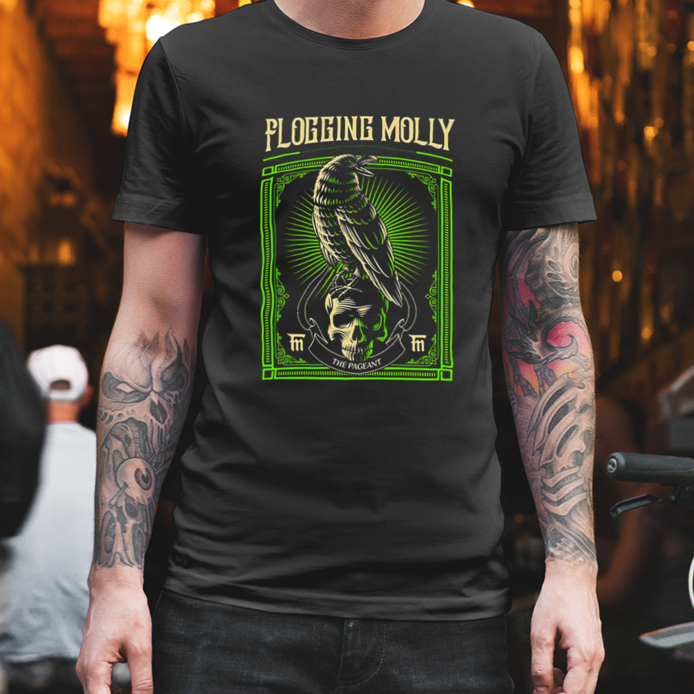 Black Crow And Skull Green Background Flogging Molly shirt